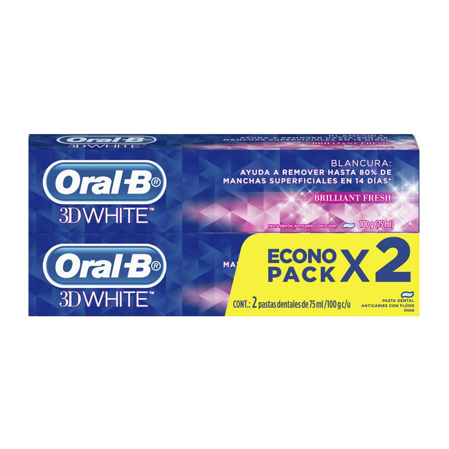 Imagen de  Crema Dental ORAL-B 3D White Brilliant Fresh Pack 75 ml x 2