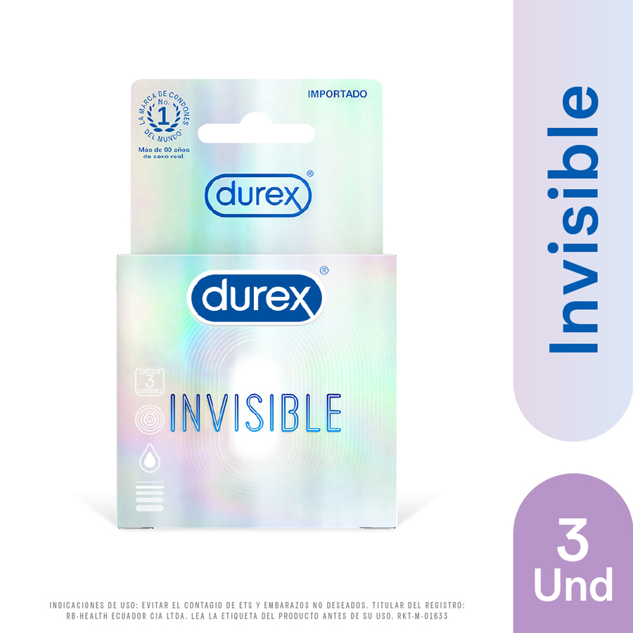 Imagen de  DUREX Condones Invisibles 19150 Caja de 3 preservativos