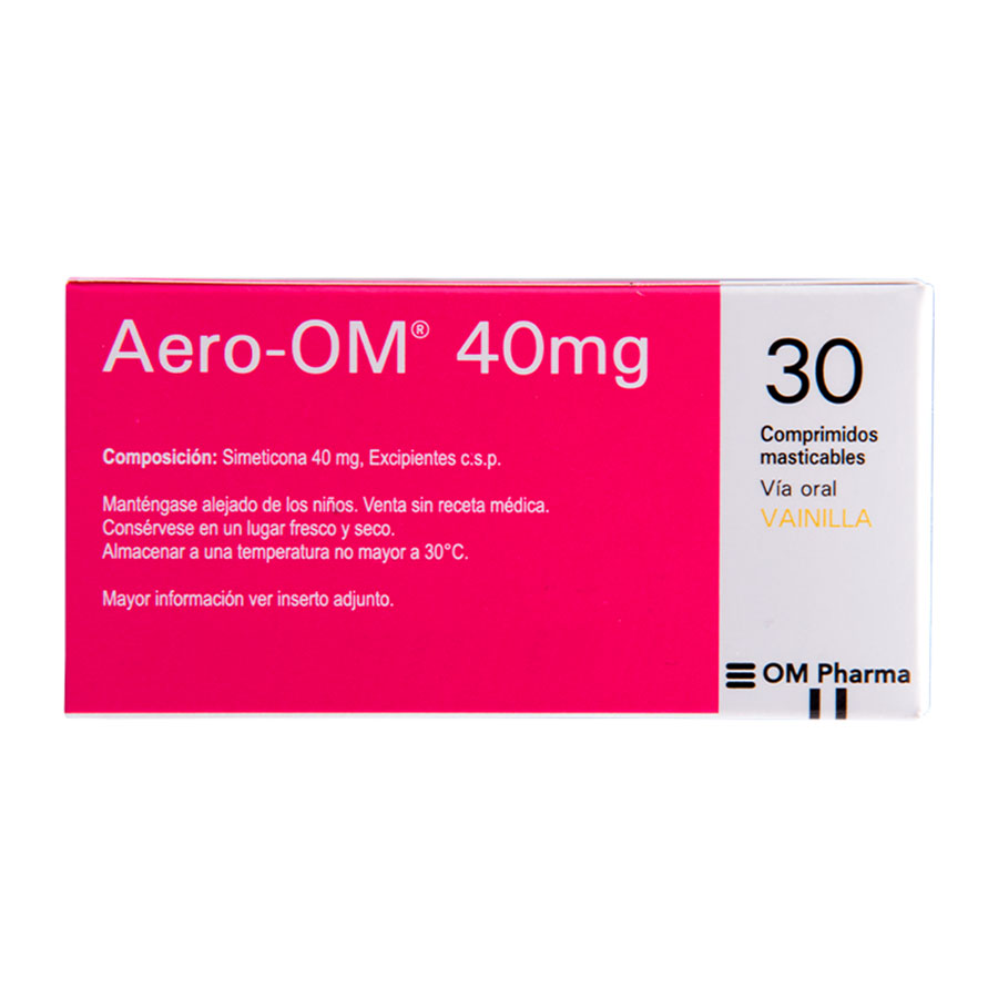Imagen de  Antiácido AERO-OM Vainilla 40 mg Tableta Masticable x 30