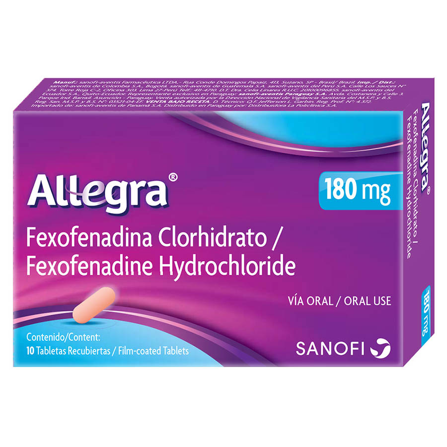 Imagen para  ALLEGRA 180 mg x 10 Tabletas Recubiertas                                                                                        de Pharmacys