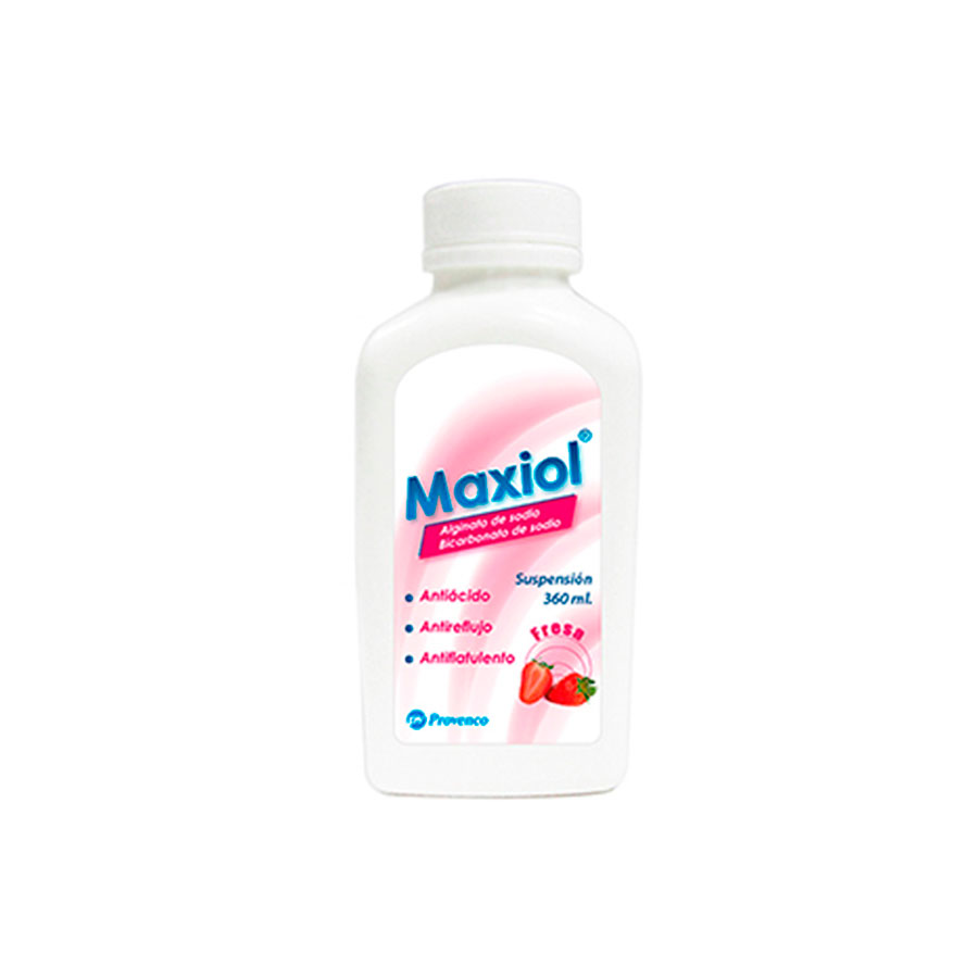 Imagen de  Antiácido MAXIOL Fresa 500 mg x 260 mg x 100 mg Suspensión 360 ml