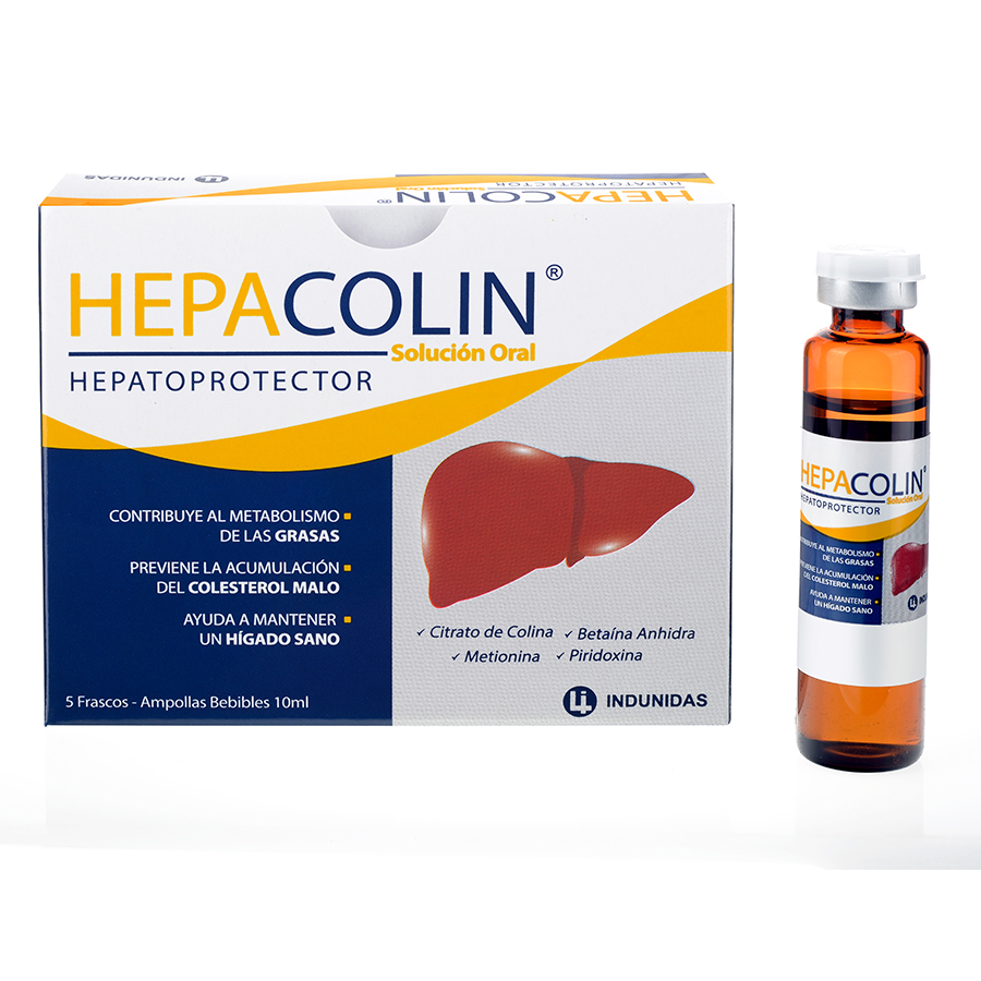 Imagen de  HEPACOLIN 1000 mg x 500 mg x 100 mg x 10 mg Solución Bebible x 5