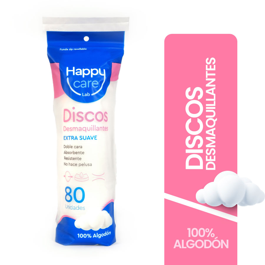 Imagen para Discos Desmaquillantes Happy Care 80 unds de Pharmacys