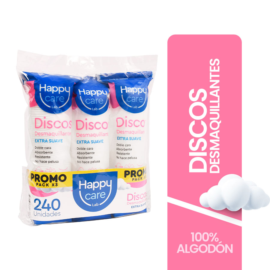 Imagen para Discos Desmaquillantes Happy Care Pack 80 x 3 de Pharmacys