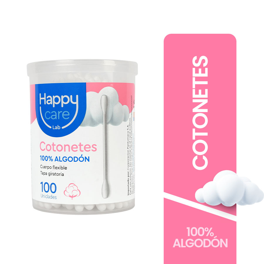 Imagen para Cotonetes Happy Care bote 100 unds de Pharmacys