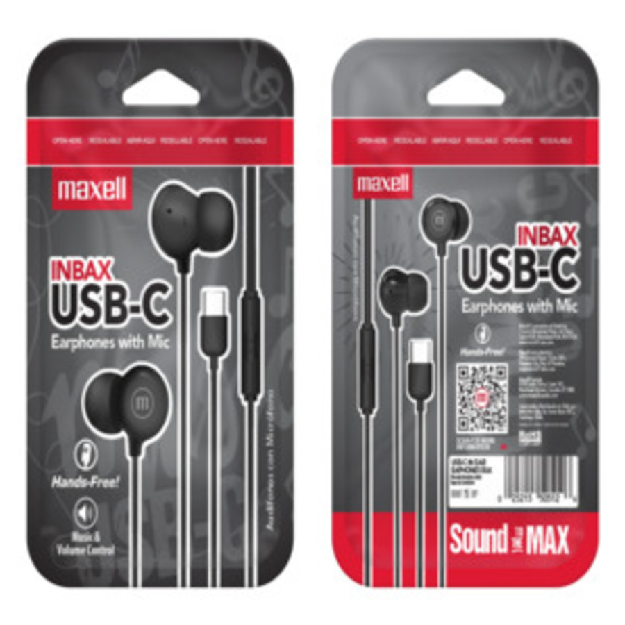 Imagen para Audifono Maxell inbax usb-c negro de Pharmacys