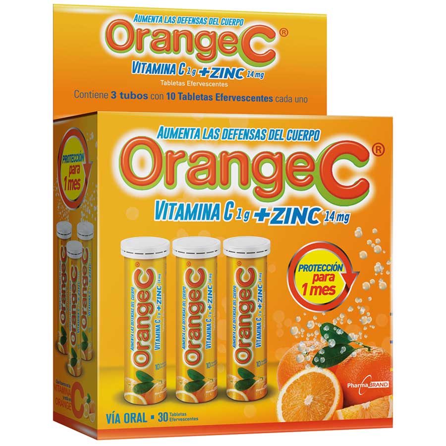 Imagen de  ORANGE C +zinc 1 gr Polvo Efervescente 3 tubos x 10 tabletas