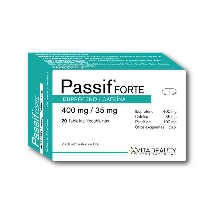 Imagen para  PASSIF 400 g x 35 mg x 100 mg x 20 Forte Tableta Recubierta                                                                     de Pharmacys