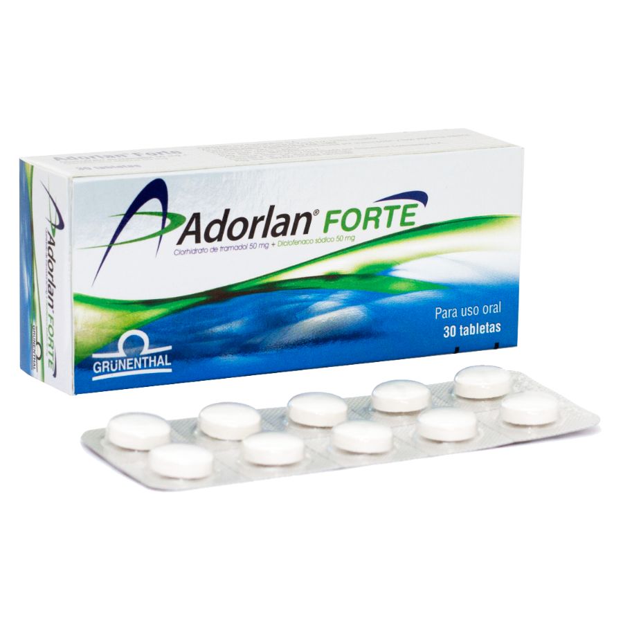 Imagen para  ADORLAN 50 mg x 50 mg GRUNENTHAL x 30 Forte Comprimidos                                                                         de Pharmacys