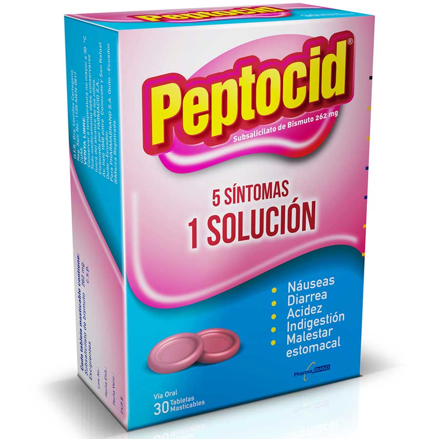 Imagen de  Antiácido PEPTOCID 262 mg Tableta Masticable x 30