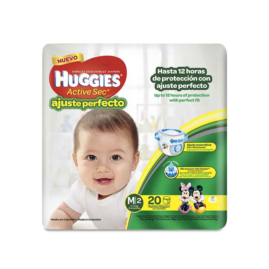 Imagen de Pañal huggies active sec ajuste perfecto medium 20 unidades
