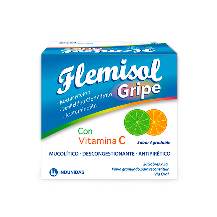 Imagen para  FLEMISOL 500 mg x 10 mg x 200 mg x 20 en Polvo                                                                                  de Pharmacys