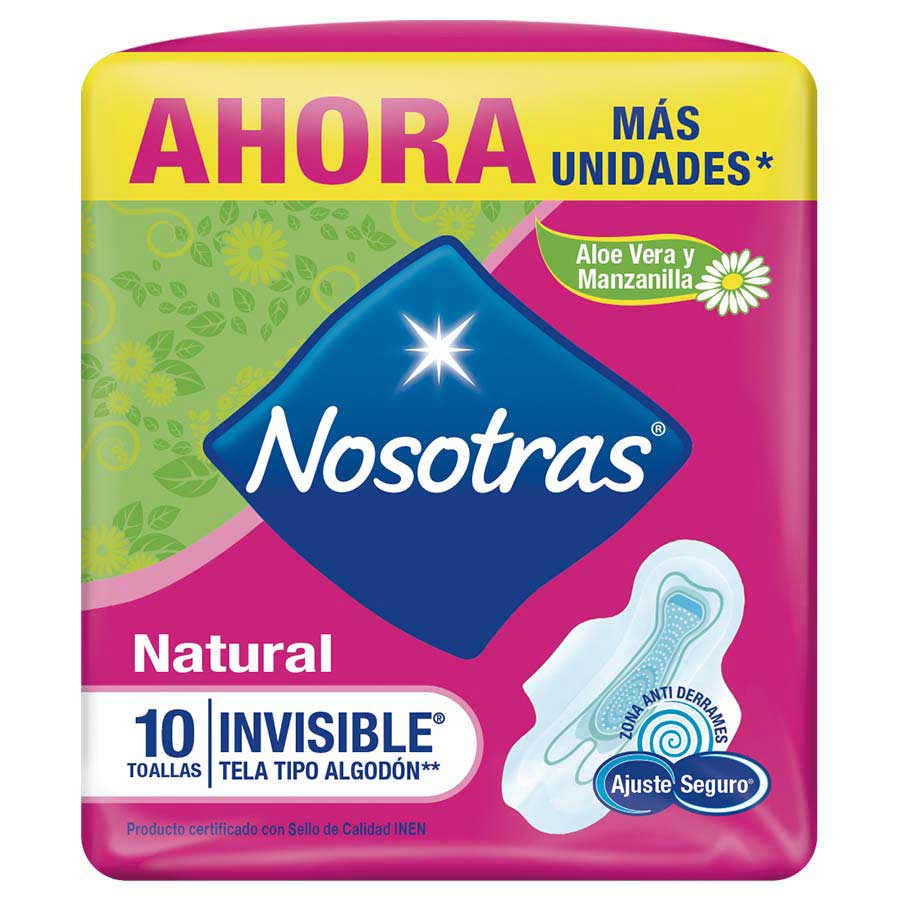 Imagen de  Toallas Sanitarias NOSOTRAS Natural Invisible Tela 101157 x 10 unds