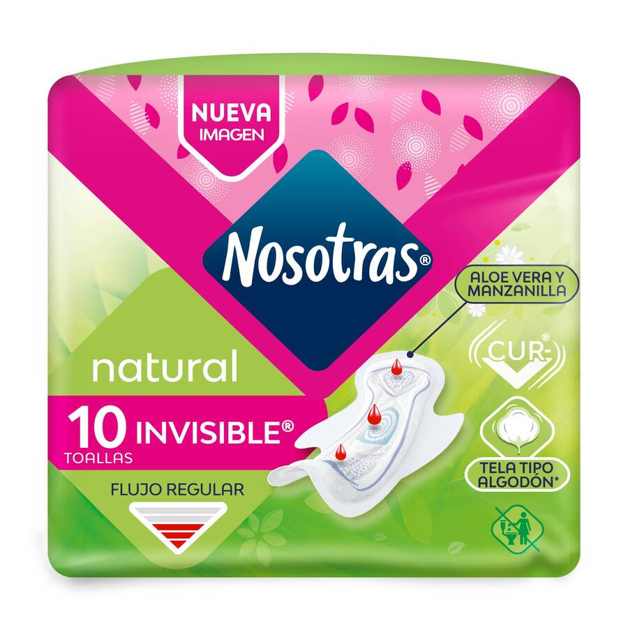 Imagen de Toallas sanitarias nosotras natural invisible tela x 10 unds
