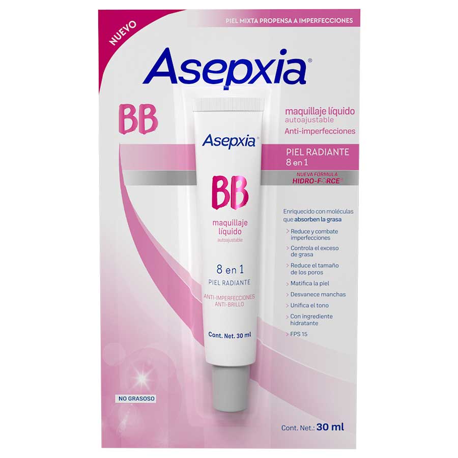 Maquillaje Autoajustable ASEPXIA BB Anti-imperfecciones 30 ml