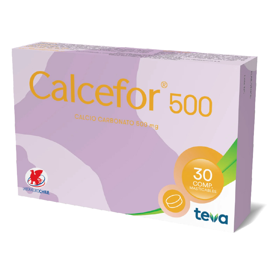 Imagen para  CALCEFOR 500mg LABORATORIOS CHILE x 30 Comprimidos                                                                              de Pharmacys