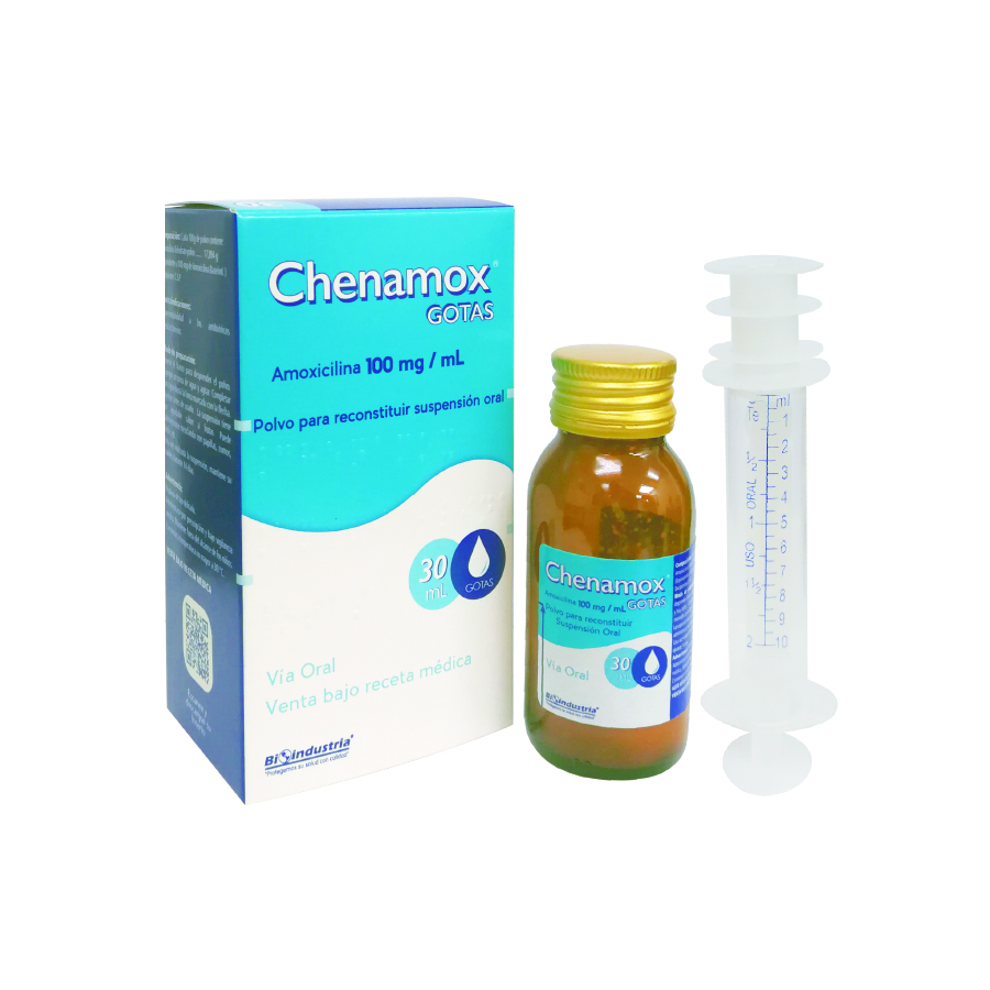 Imagen de  CHENAMOX 100 mg BIOINDUSTRIA en Gotas Fresa