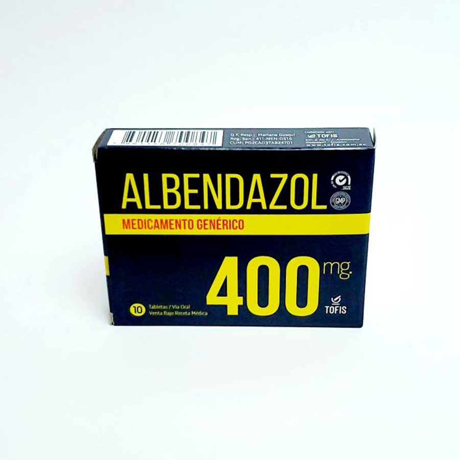 Imagen para  ALBENDAZOL 400 mg TOFIS x 10 Tableta                                                                                            de Pharmacys