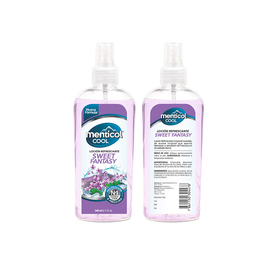 Imagen de Loción refrescante menticol cool sweet fantasy 240 ml