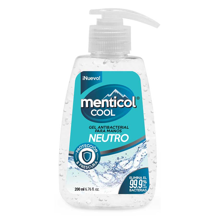 Imagen de Desinfectante de manos menticol cool antibacterial neutro gel 200 ml