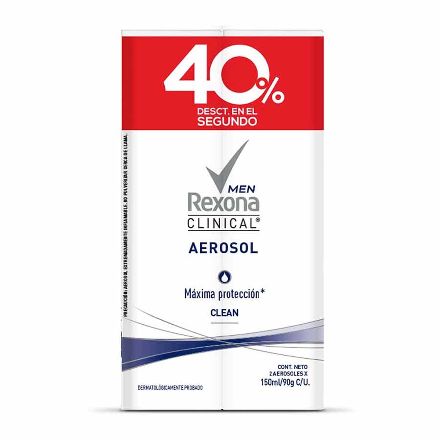 Imagen de Desodorante rexona clinical clean promo aerosol 150 ml c/u