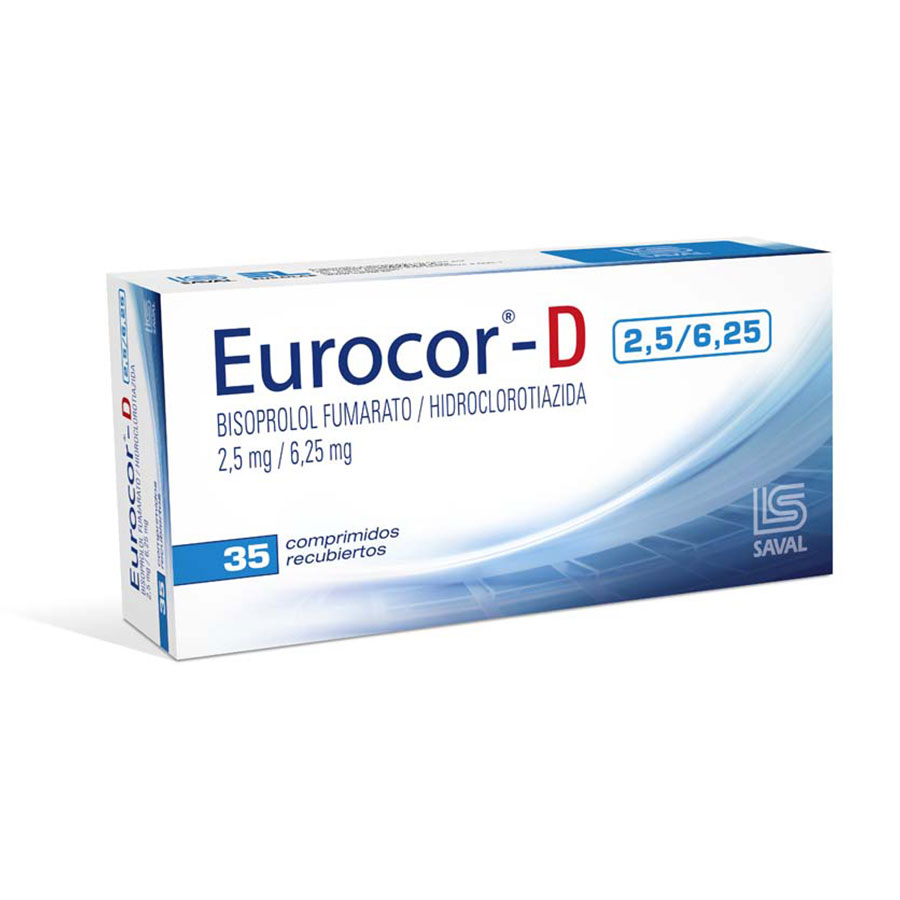 Imagen para  EUROCOR 2.5 mg x 6.25 mg ECUAQUIMICA x 35 Comprimidos Recubiertos                                                               de Pharmacys