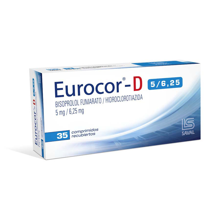 Imagen para  EUROCOR 5 mg x 6.25 mg ECUAQUIMICA x 35 Comprimidos Recubiertos                                                                 de Pharmacys