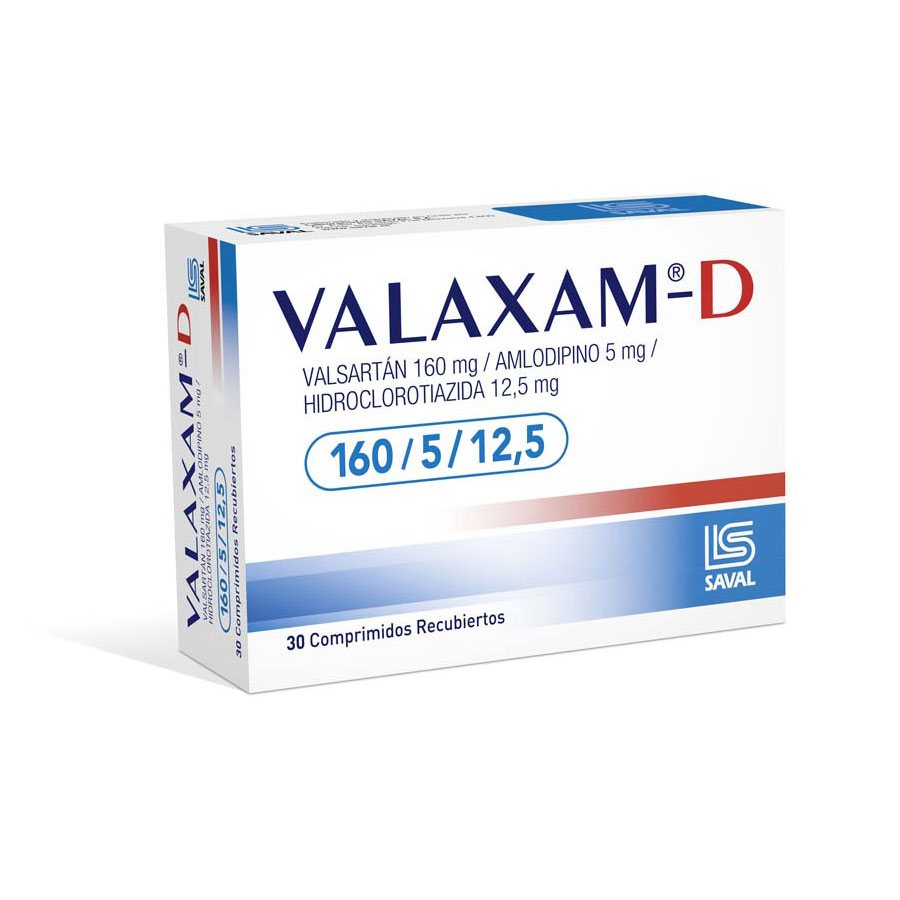 Imagen para  VALAXAM 5 mg x 160 mg x 12.5 mg ECUAQUIMICA x 30 Comprimido Recubierto                                                          de Pharmacys