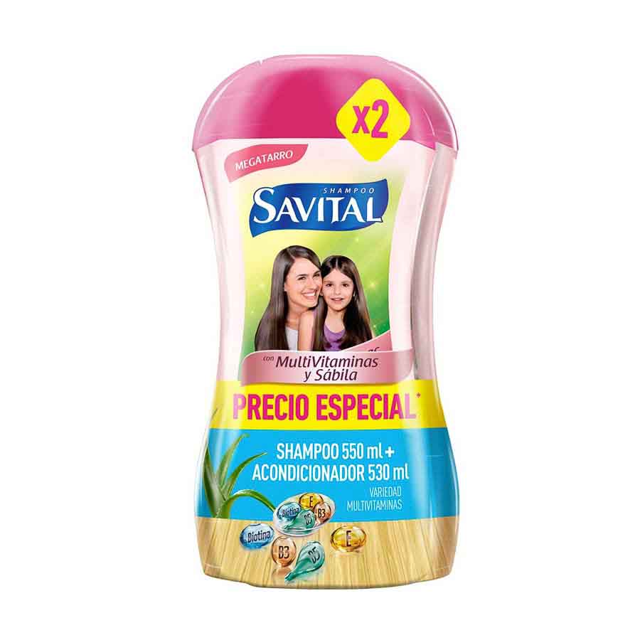 Imagen de Shampoo savital multivitaminas-sábila + acondicionador 2 frascos