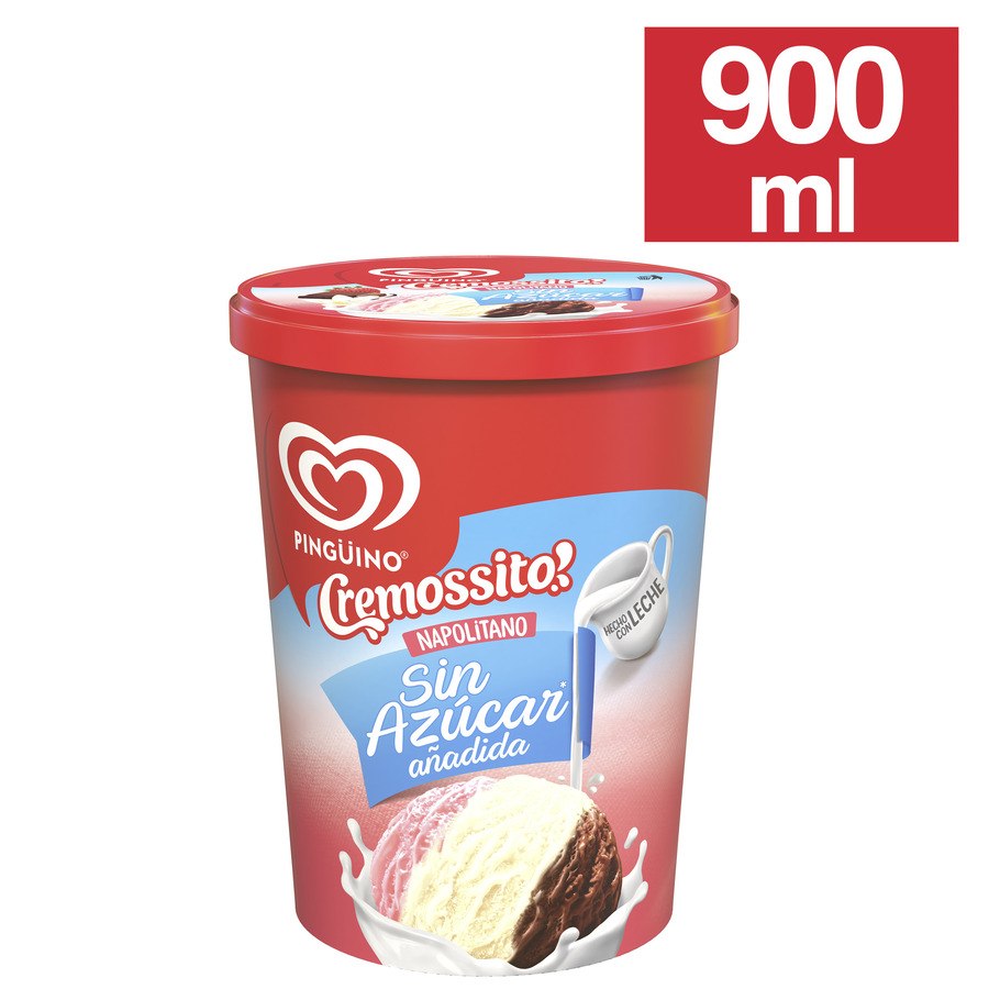 Imagen de Helado pingüino cremosito napolitano sin azúcar 900 ml