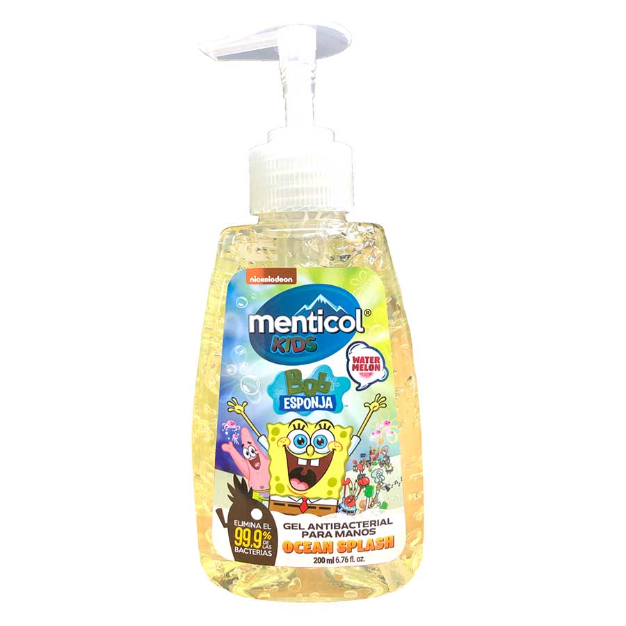 Imagen de Desinfectante de manos menticol kids antibacterial kid bob esponja gel 200 ml