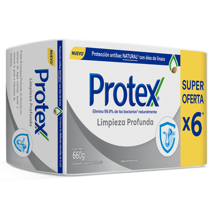 Imagen de  Jabón en Barra PROTEX Limpieza Profunda Antibacterial 104776 110 g x 6 unidades