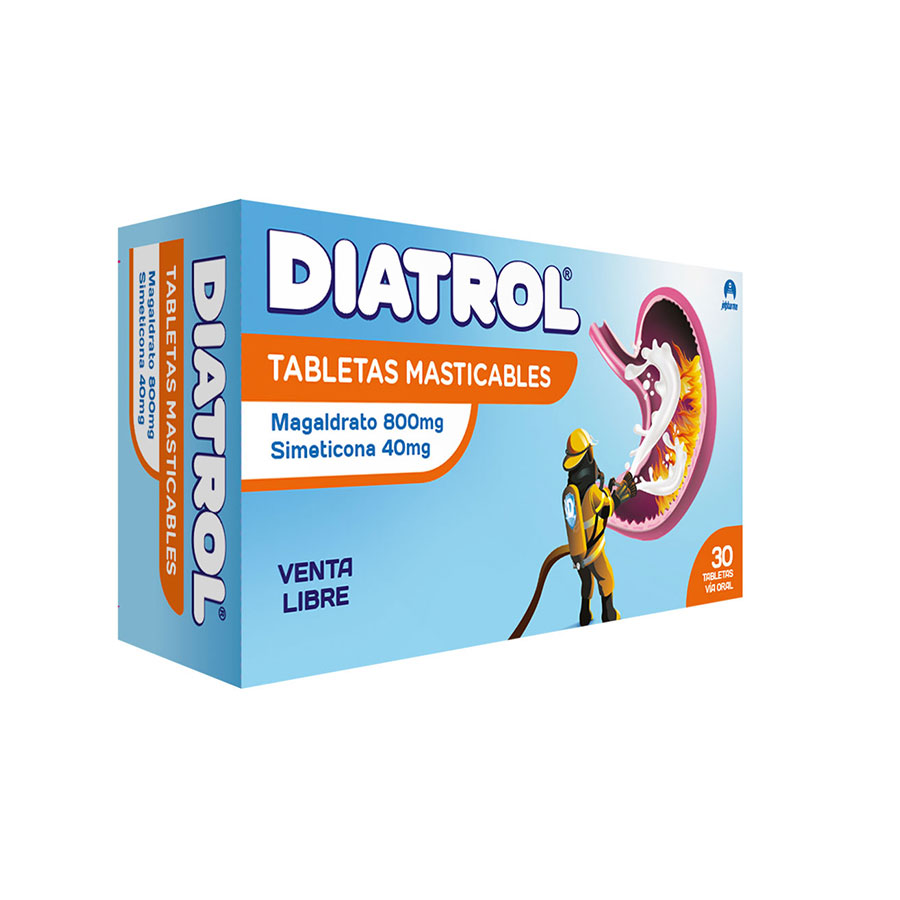 Imagen de  Antiácido DIATROL 800 mg  x 50 % / 10 ml Tabletas Masticables x 30