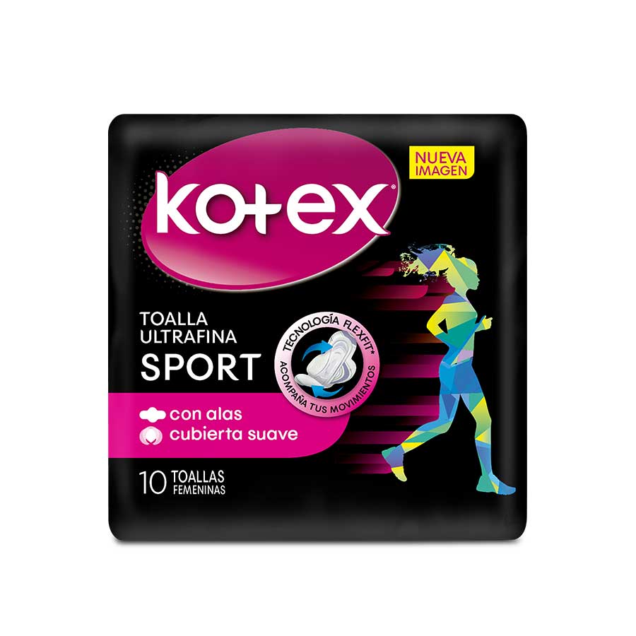 Imagen de Toalla sanitaria kotex sport ultra fina flex fit 10 unidades