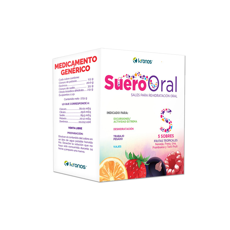 Imagen de  Suero Oral SALES REHIDRATACION Sabor Frutas Tropicales Sobres x 5