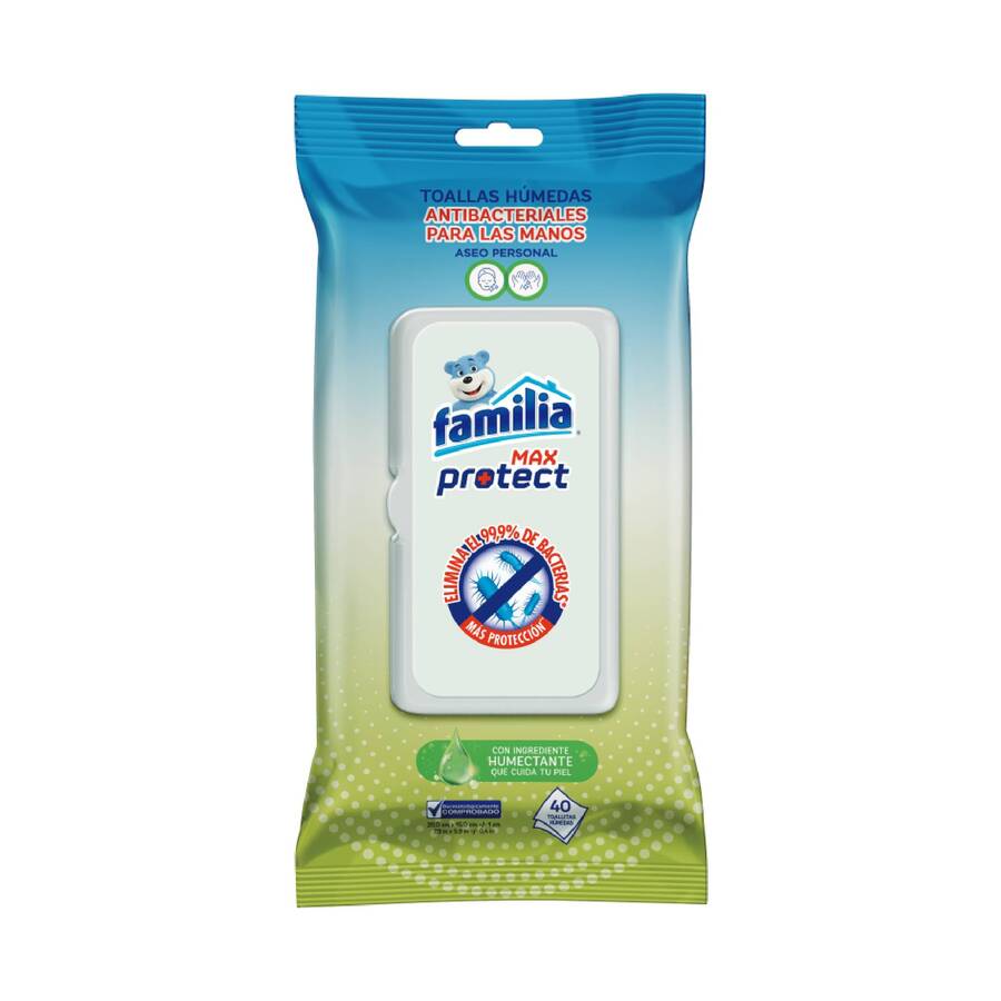 Imagen de Pañitos húmedos familia antibacterial herbal herbal x40