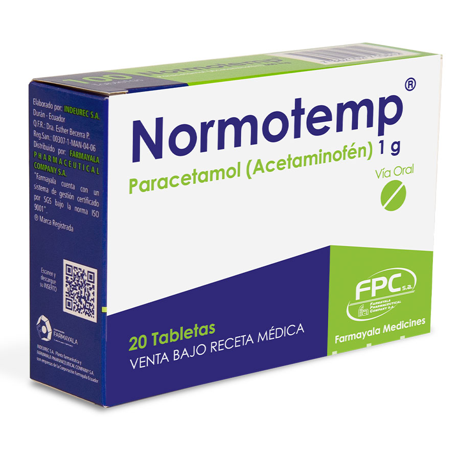 Imagen de  NORMOTEMP 1gr FARMAYALA x 20 Tableta