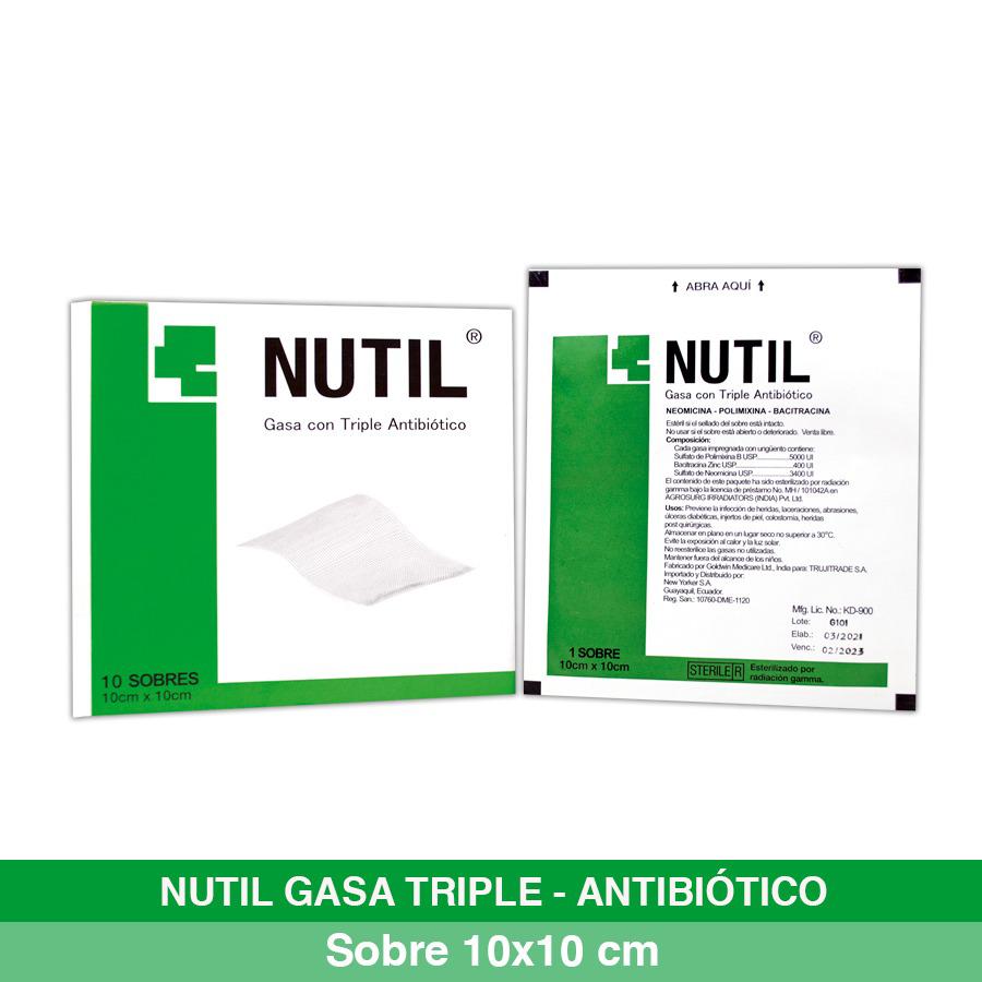 Imagen de  NUTIL Gasa parafinada con triple antibiótico 108541 10 x 10 cm