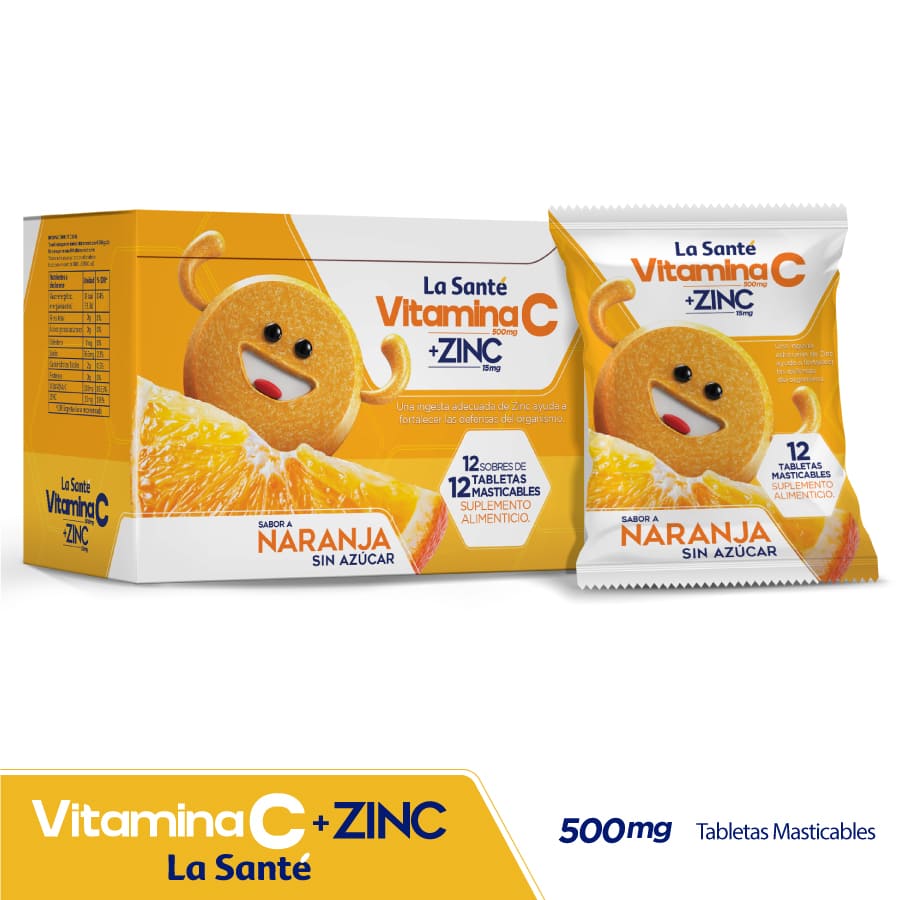 Imagen de  LA SANTE VITAMINA C+Z T-MASx500/15MGx12 LSTE x 12