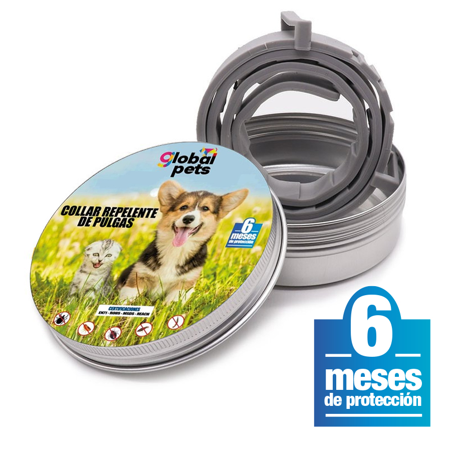 Imagen de Collar para mascotas global pets antipulgas plat 71 cm