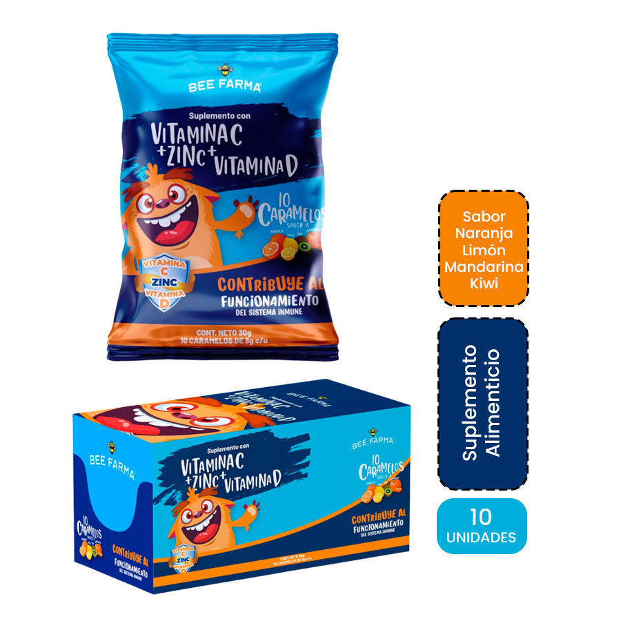 Imagen de Bee farma vitamina c + vitamina d + zinc x 30g
