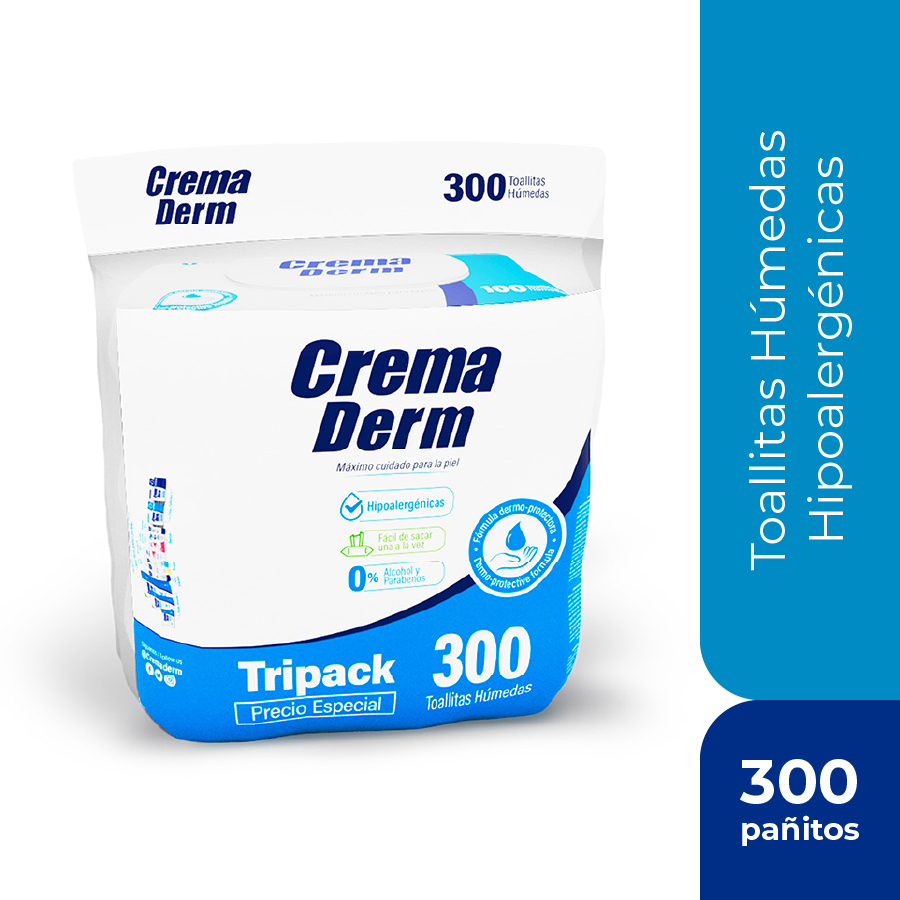 Imagen de  CREMA DERM TOALLITAS CREMA DERM HUM TRIPACx300 110989