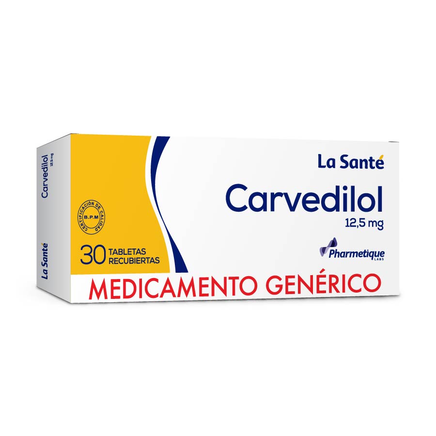 Imagen para  CARVEDILOL 12.5 mg x 30 Tabletas Recubiertas                                                                                    de Pharmacys