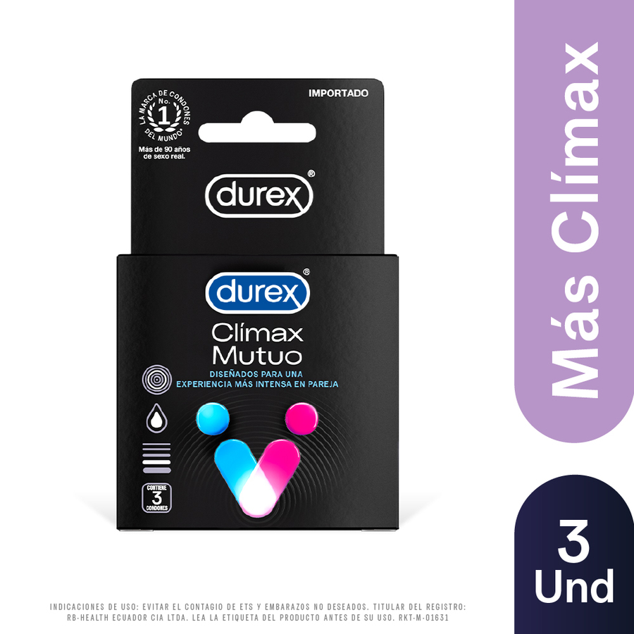 Imagen de Durex condones climax mutuo caja de 3 preservativos