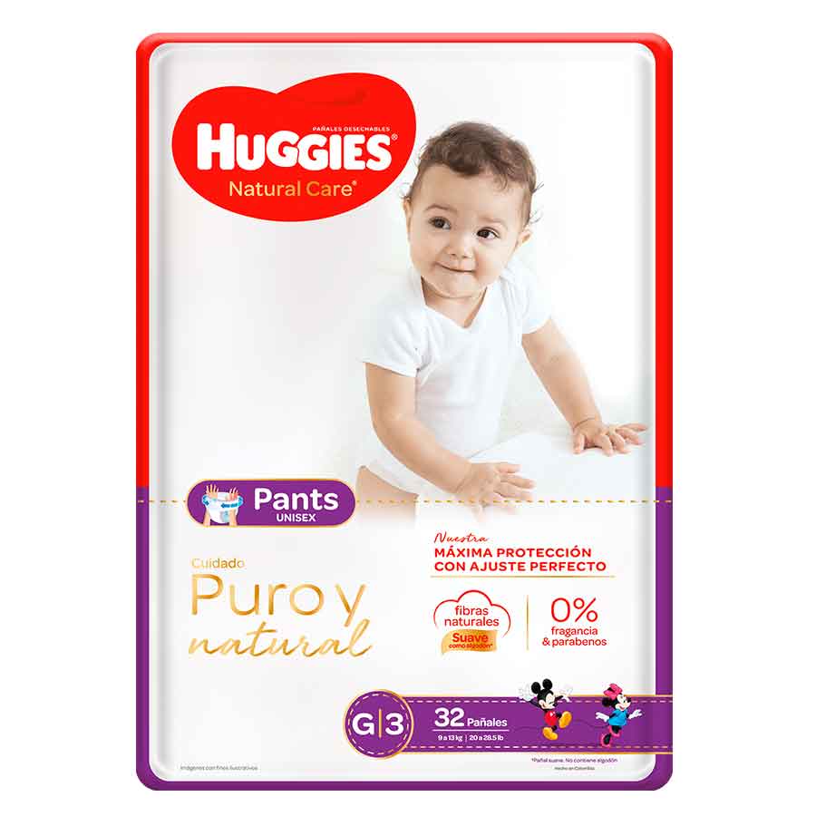 Imagen de Pañal huggies natural care ajustable large 32 unidades