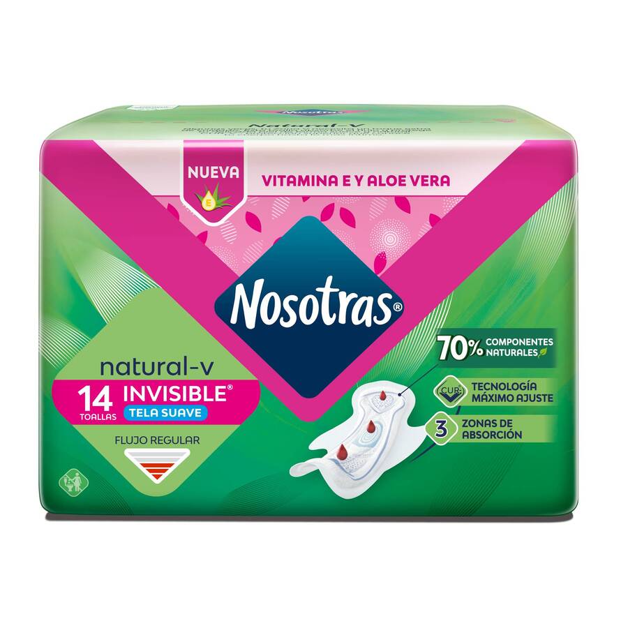 Imagen de Toalla Sanitaria Nosotras Natural Invisible Tela 14 Unds