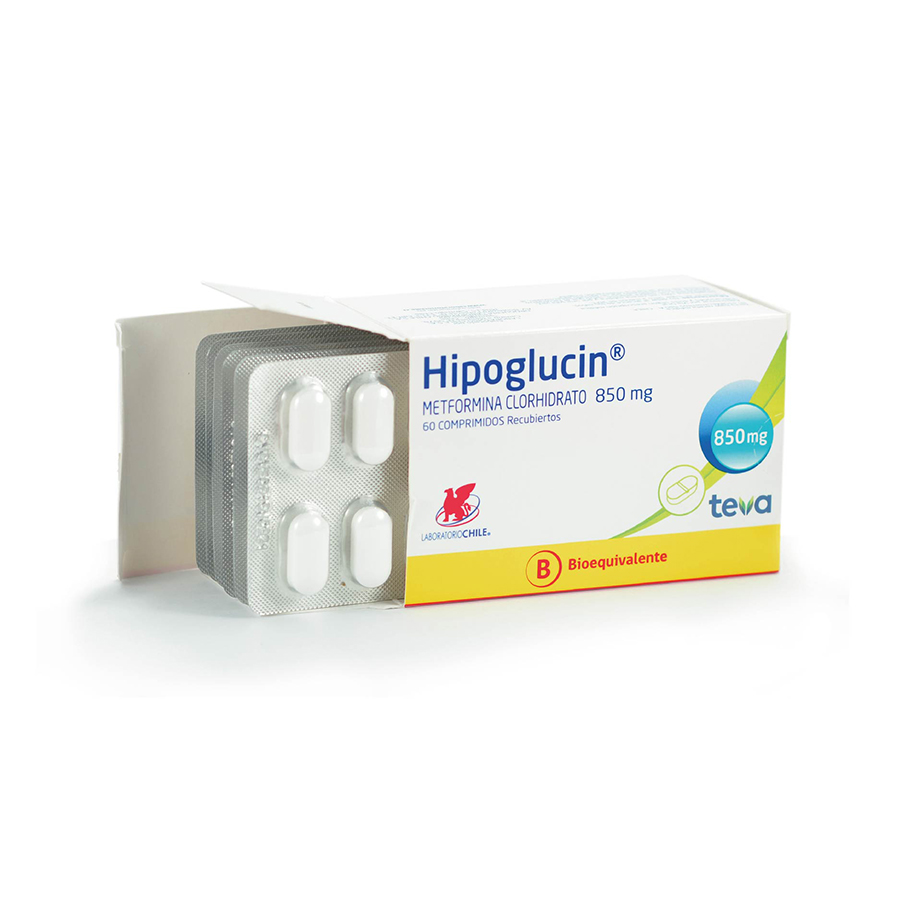 Imagen para  HIPOGLUCIN 850mg LABORATORIOS CHILE x 60 Comprimidos Recubiertos                                                                de Pharmacys