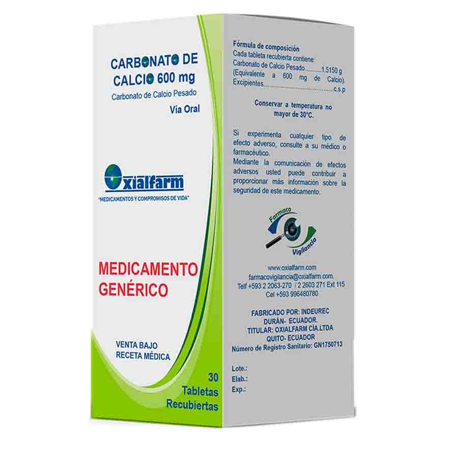 Imagen para  CARBONATO CALCIO 600 mg OXIALFARM x 30 Tableta                                                                                  de Pharmacys