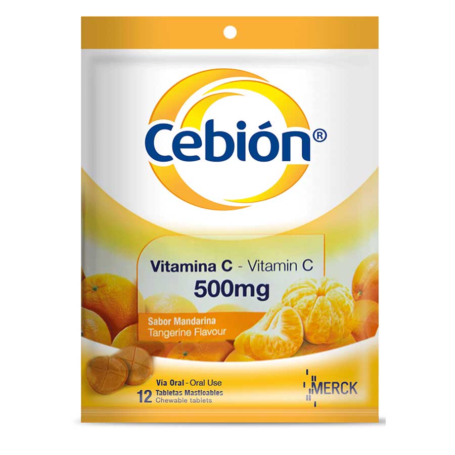 Imagen de Cebion Mandarina 500 Mg Tableta Masticable 12
