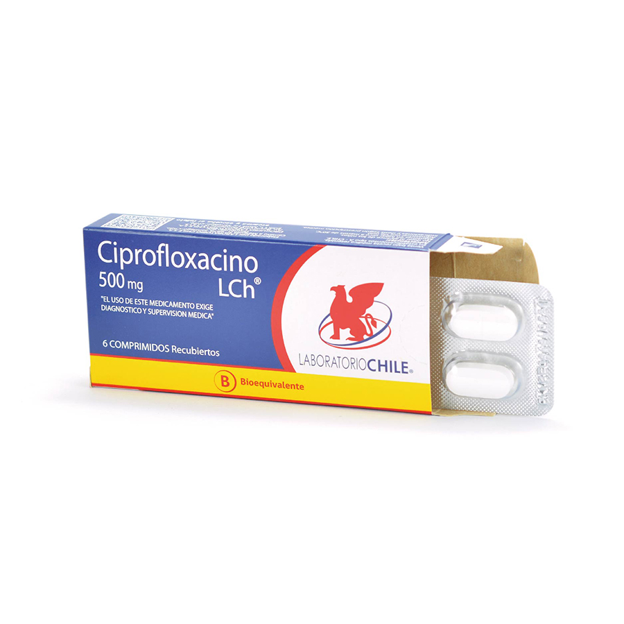 Imagen para  CIPROFLOXACINO 500mg LABORATORIOS CHILE x 6 Comprimidos Recubiertos                                                             de Pharmacys